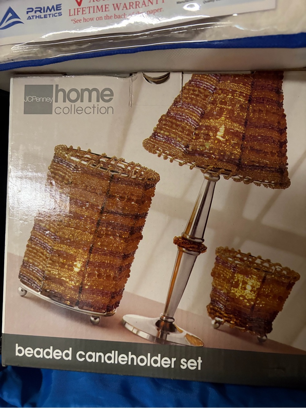 Amber Beaded Candleholder Set